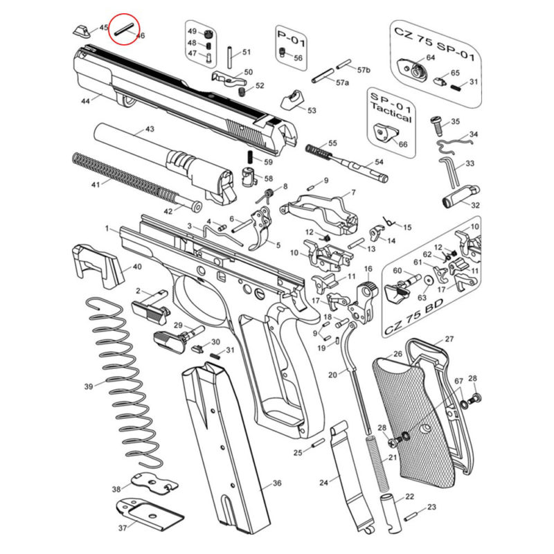 Front Sight Pin for CZ 75, CZ 75 SP-01  SP-01 Shadow & CZ Shadow 2 - Image 2