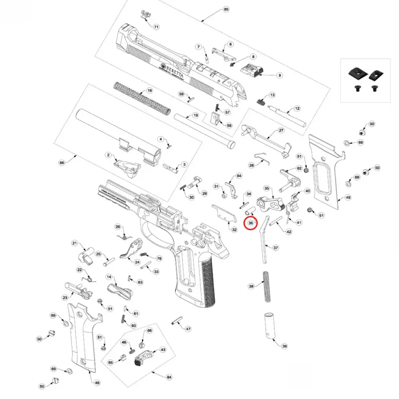 OEM Beretta 90 / 92 / 92X / 96 / 98 Hammer Pin - Image 5