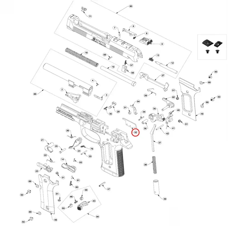 OEM Beretta 90 / 92 / 98 / 92X Ejector - 9mm - Image 4