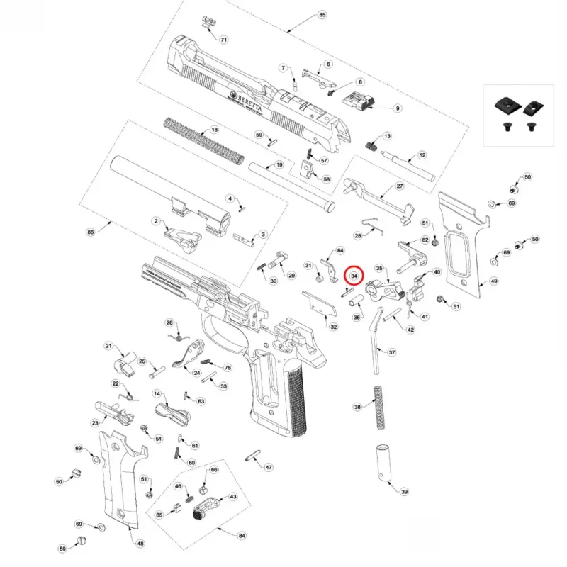 OEM Beretta 92 / 96 / 98 Ejector Pin - Image 4