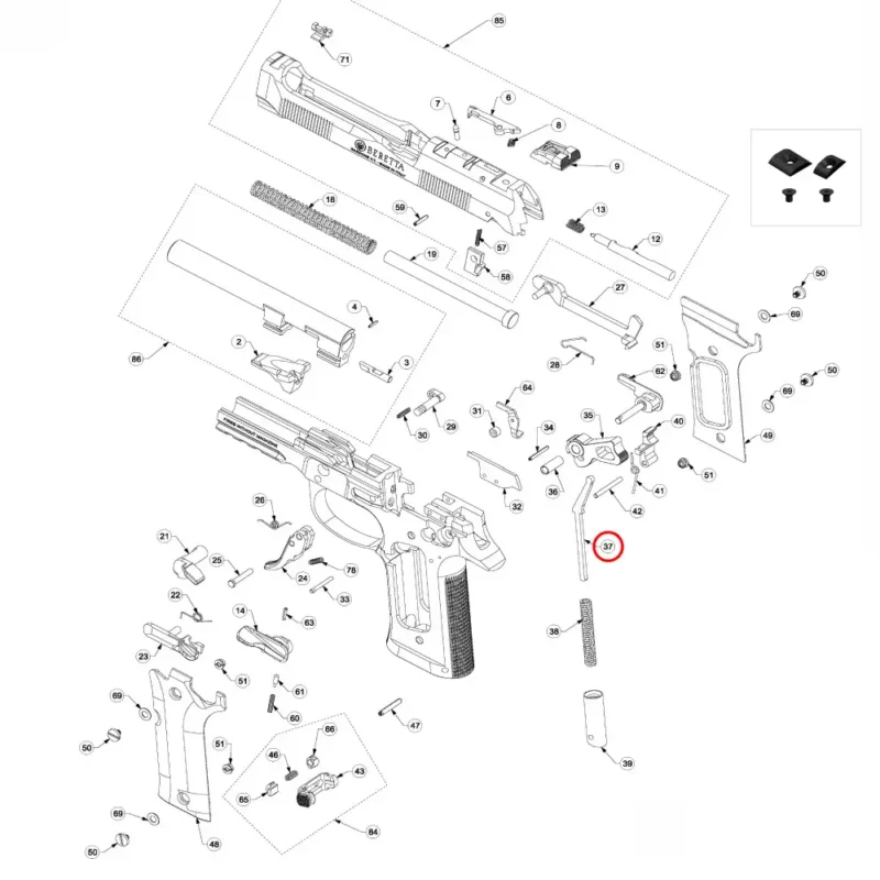 OEM Beretta 92 / 96 / 98 Hammer Spring Guide - Image 4