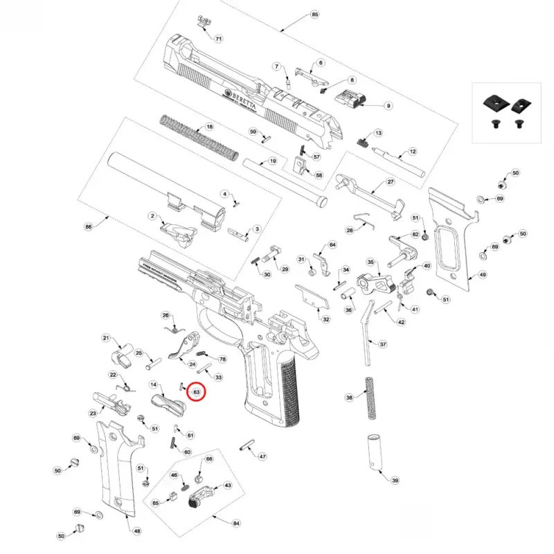 OEM Beretta 92 / 96 / 98 Safety Lever Pin - Image 4