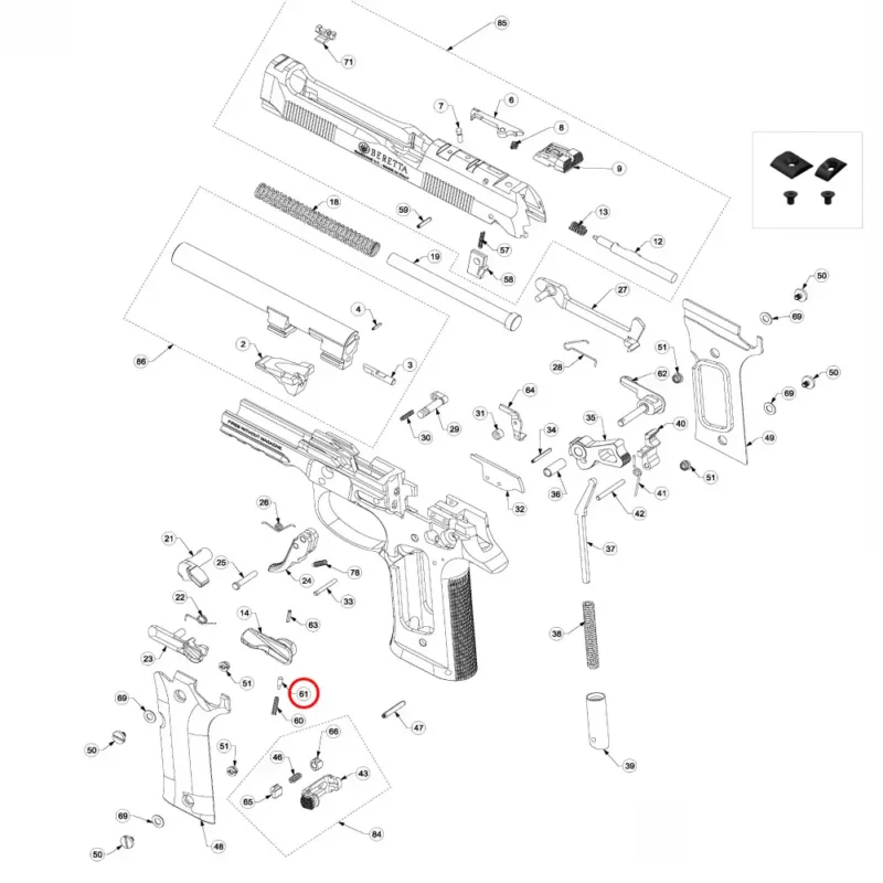 OEM Beretta 92 / 96 / 98 Safety Plunger Left - Image 4